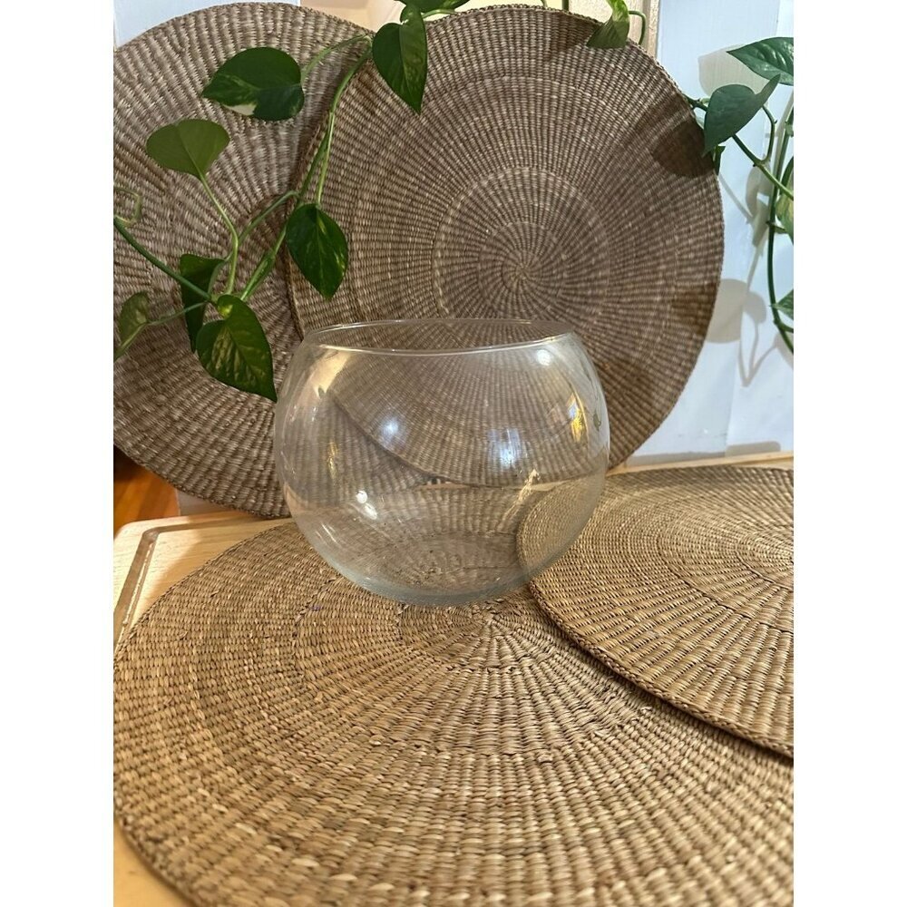 Clear Glass Fishbowl Vase – 6.5” Tall, 7” Wide